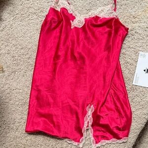 Victoria's Secret Red Chemise with Lace Accents
